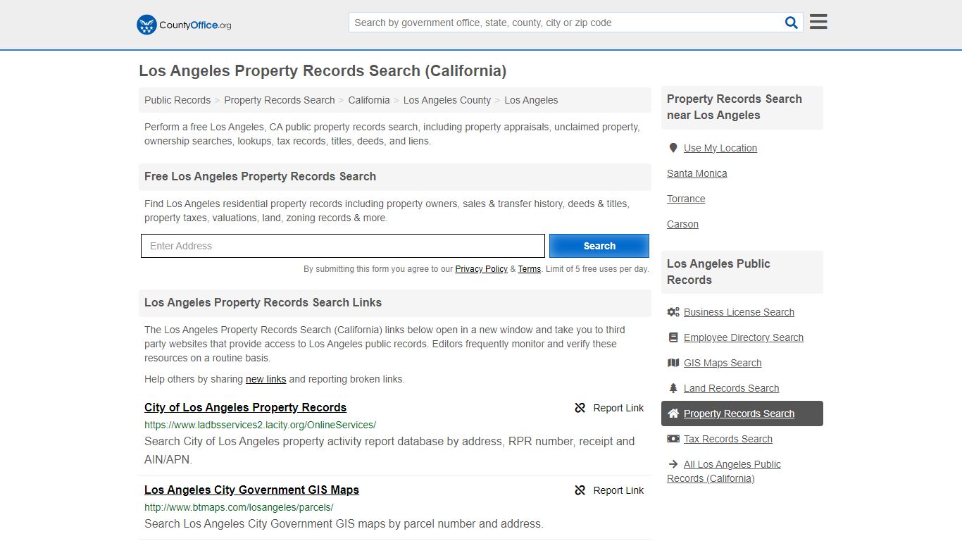 Los Angeles Property Records Search (California) - County Office